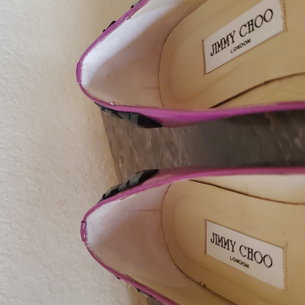 Like NEW Jimmy Choo Fuschia Ballet Flats - Picture 9 of 13